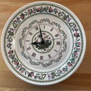 Portmeirion Floral Ceramic Wall Clock with Roman Numerals 10 inches in diameter